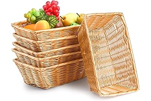 Coloch 6 Pack Empty Plastic Woven Bread Baskets for Gifts, Bulk 12...