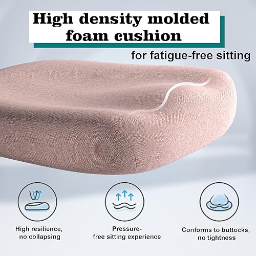 Miniatura 7 de FOKESUN Silla de oficina ergonómica, silla de escritorio de malla con respaldo alto cojín de espuma moldeada, colgador de abrigos, reposacabezas