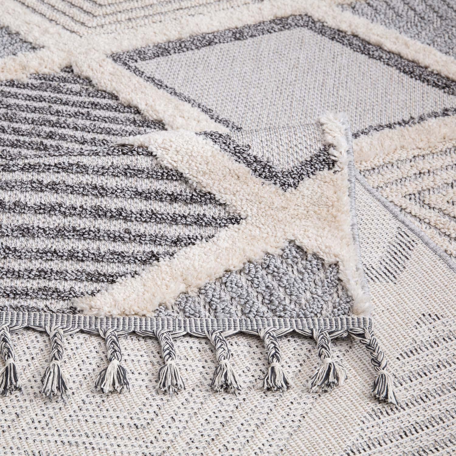carpet city Vloerkleed voor woonkamer, boho-stijl, crème, grijsblauw