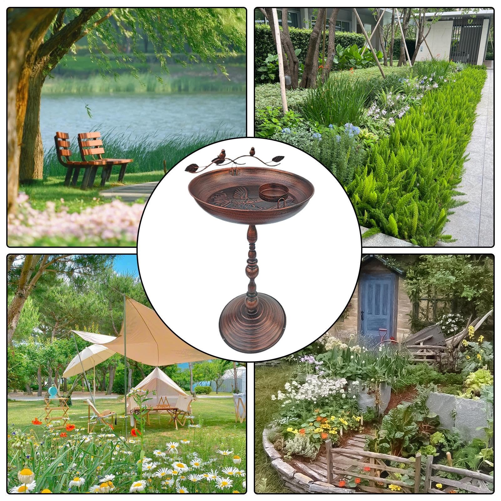 Vogeltränken Für Den Außenbereich Stehendes Outdoor-Vogelbad Mit | Antik-Optik Eisenstatue Mit Futterschale Für Garten Terrasse Innenhof Balkon