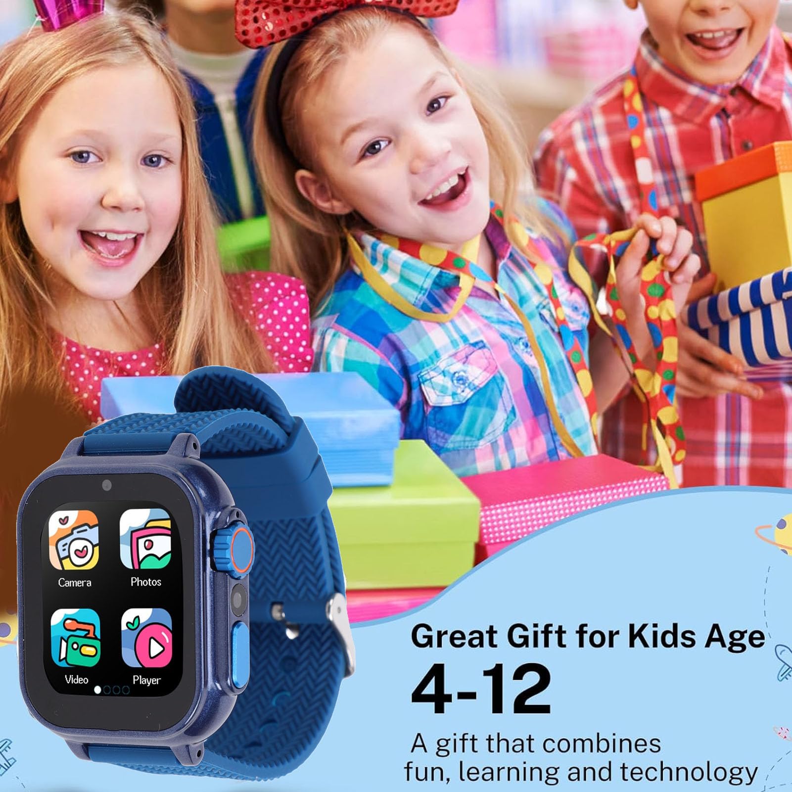 Tosuny Orologio Smart con Fotocamera per Bambini, Orologio Digitale per Ragazzi, 2 Pezzi, per Giochi Educativi e Monitoraggio GPS