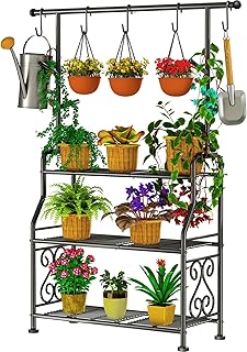 GIOTORENT Plant Stand Indoor, 3-Tier Heavy Duty Metal Shelf for Patio & ...