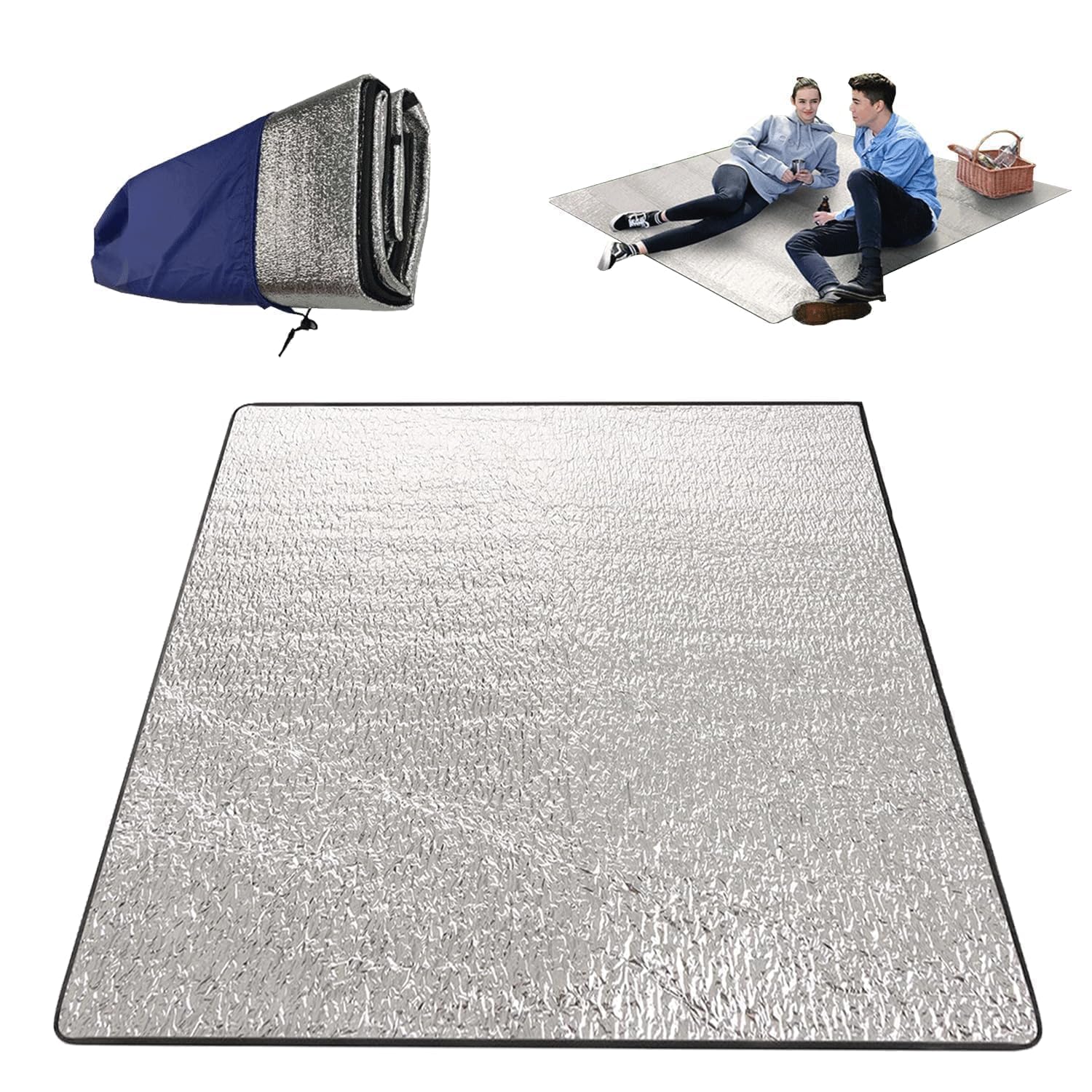 200 cm x 200 cmCoperta da Campeggio Foglio di Alluminio, Cuscino Sedile Pieghevole,Tappetino in Schiuma daCampeggio,Tappetino per Dormire in Schiuma,perCampeggio,Spiaggia,Escursionismo,Yoga