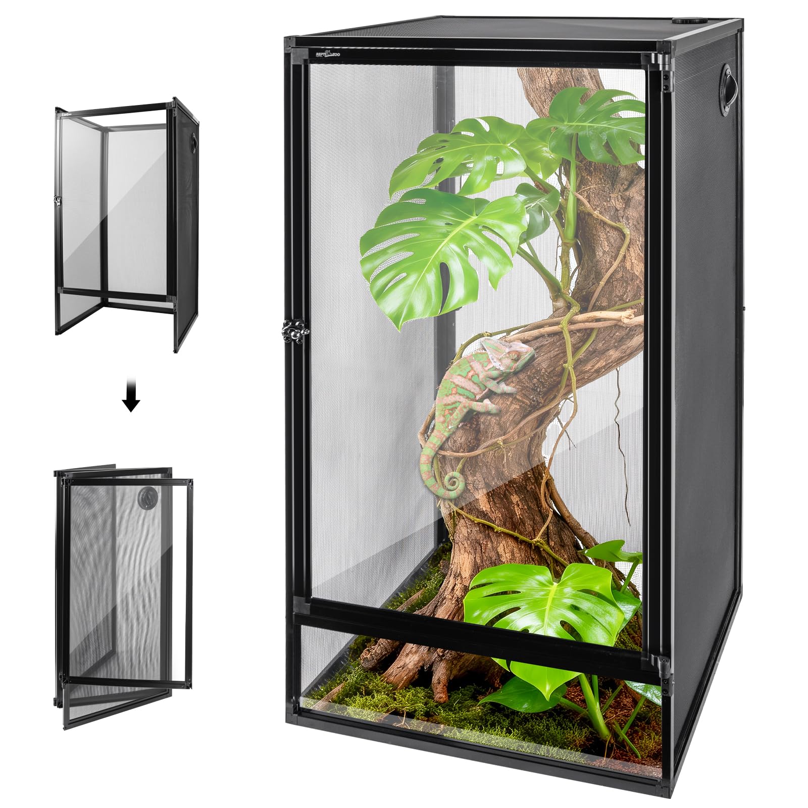 REPTI ZOO Recinto de malla plegable para reptiles de 45,7 x 45,7 x 91,4 cm