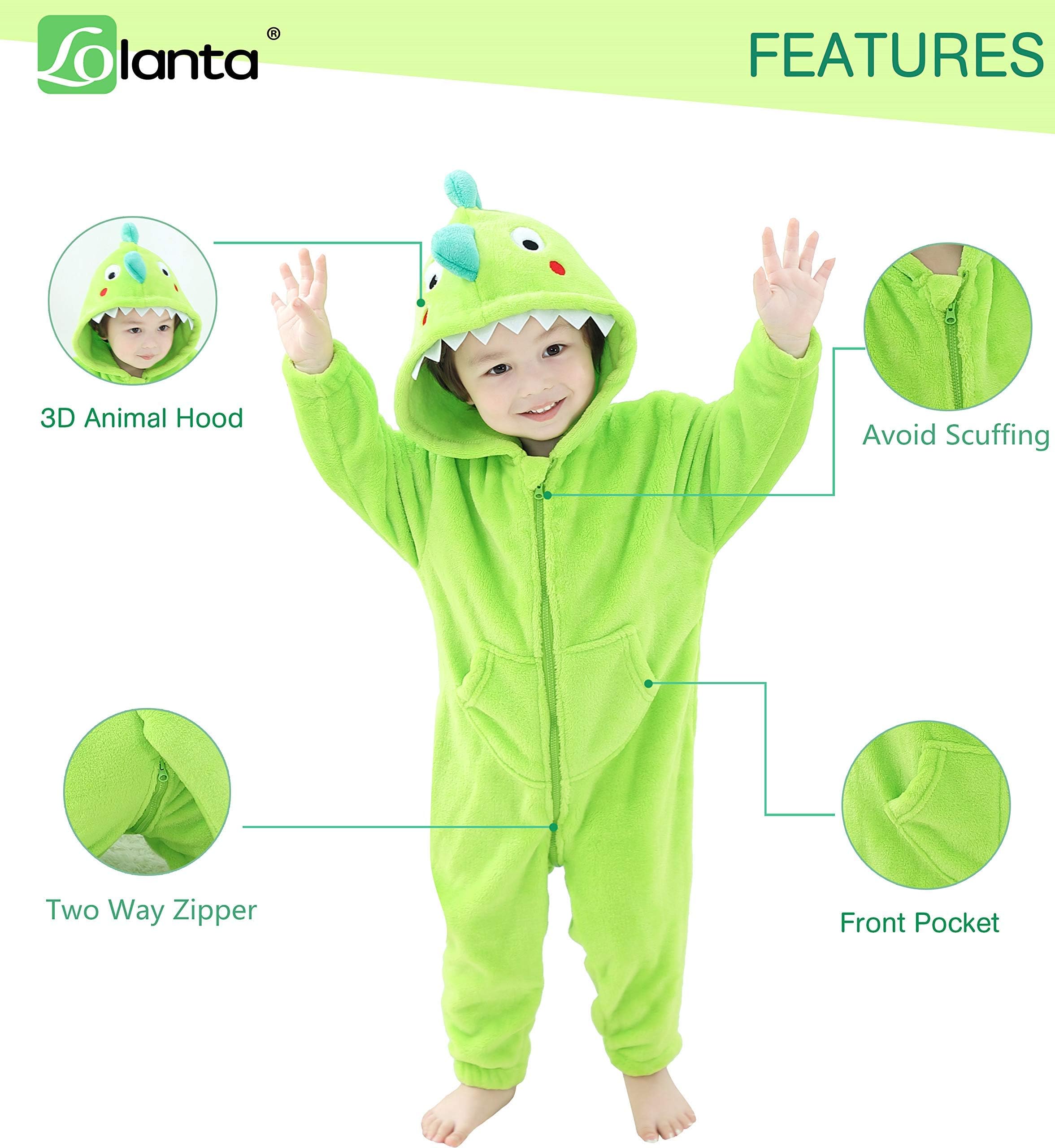 LOLANTA Costume da dinosauro per bambini, tuta in Pile felpa con cappuccio