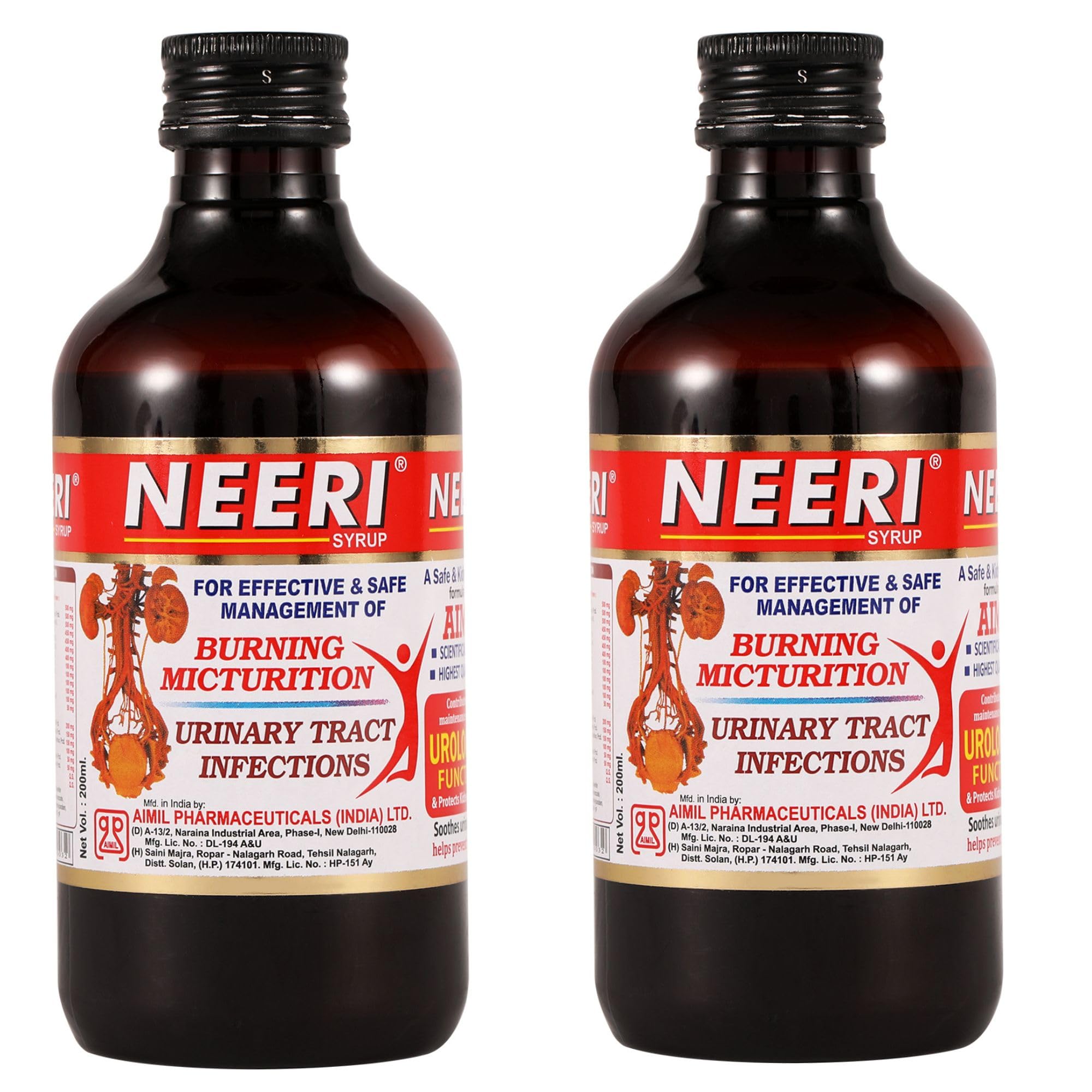 AIMIL NEERI Syrup for Kidney Health | Useful in Urinary Tract Infections (UTI) | 200 ML (Pack of 2)