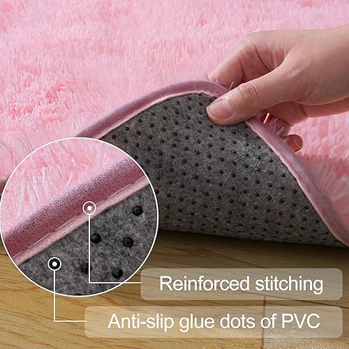 Vista 5 de Pink Rugs for Bedroom Girls, 2x3 Fluffy Area Rugs for Living Room Soft Shag Fuzzy Small Carpet, Plush Shaggy Cute Alfombras for Kids Boys and Girls