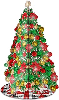 Ginfonr Tabletop Diamond Art Painting Kit, Double Sided Special Shaped Rhinestone Desk Placement Ornament, Xams Acrylic Easy-Assemble Home Stand Up 5D Gem Painting Craft Kit, Gift (Christmas Tree)