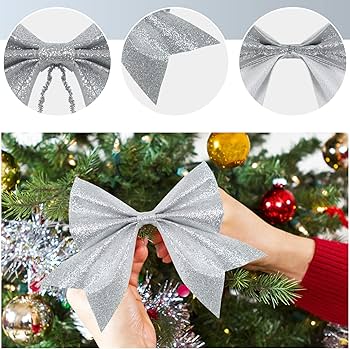 Silver bows for christmas tree Clearance