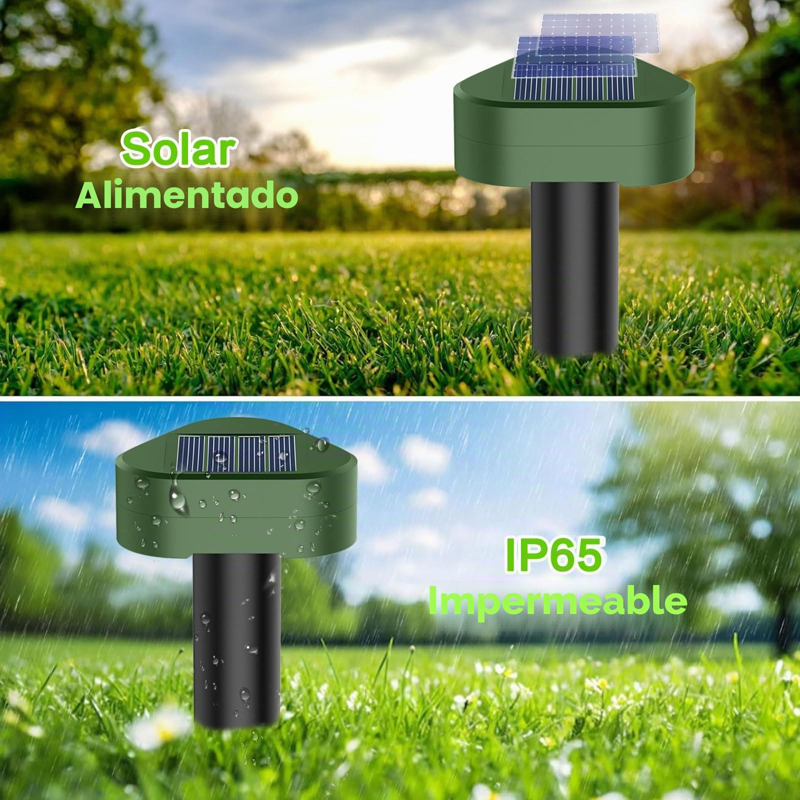 Solar Ultrasónico Ahuyentador de Topos 8 Piezas, Impermeable Repelente para Ratas Ultrasónico Solar Se Utiliza para Repeler Topos, Topillos, Serpientes y Lagartos Protege el Césped y Los Jardines