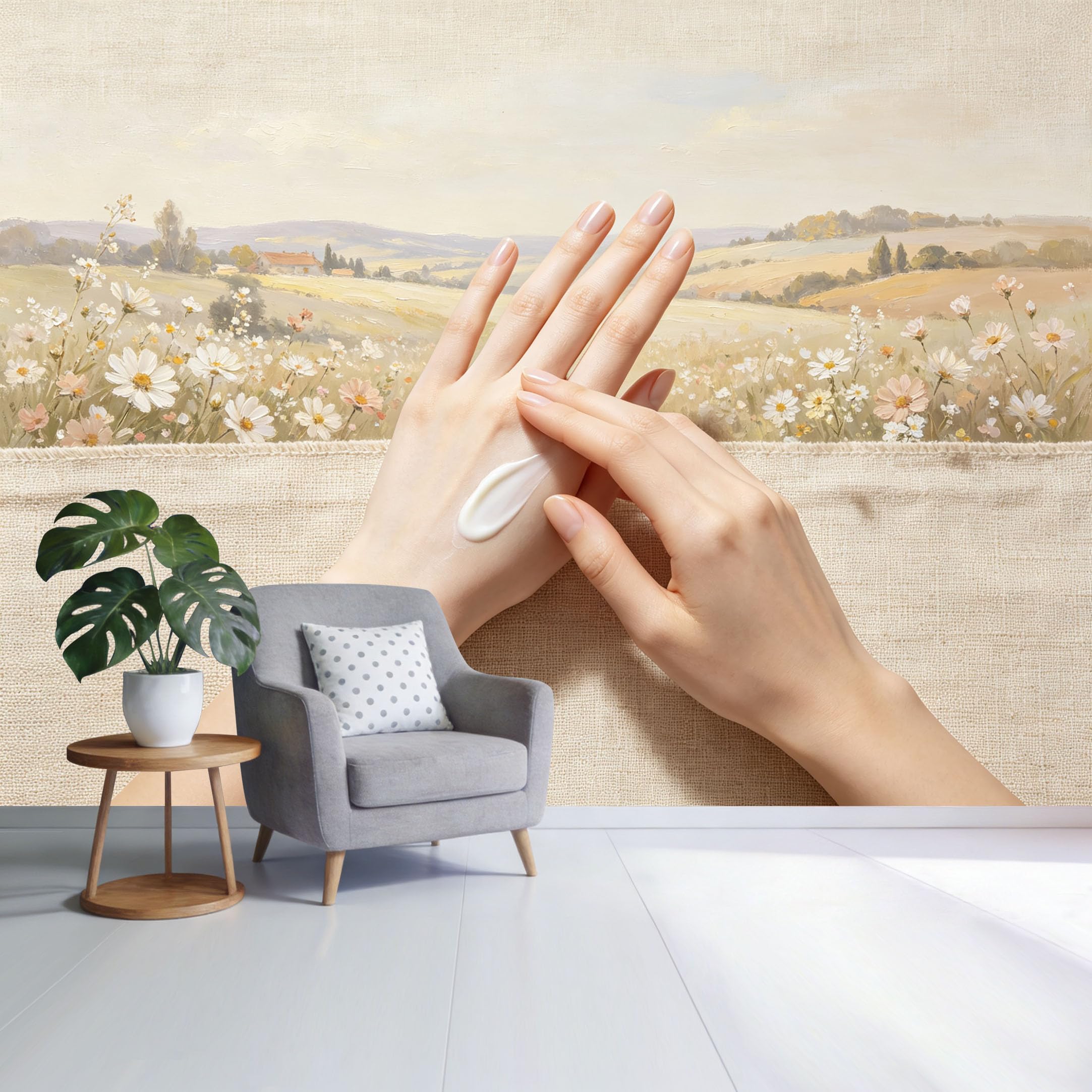 Custom Size Wall Mural Pastoral Landscape Daisies Field Oil Painting Style Botanical Farmhouse SelfAdhesive Wall Fabric Removable Wallpaper for Home Office Decor