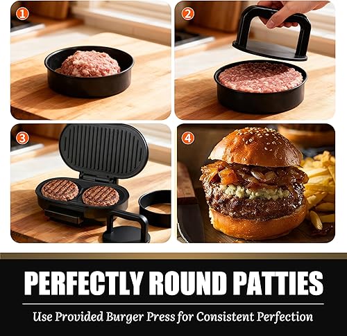 Miniatura 4 de Mini parrilla doble, máquina de sándwiches de desayuno, máquina de hamburguesas para hacer hamburguesas, parrilla de prensa Panini, parrilla