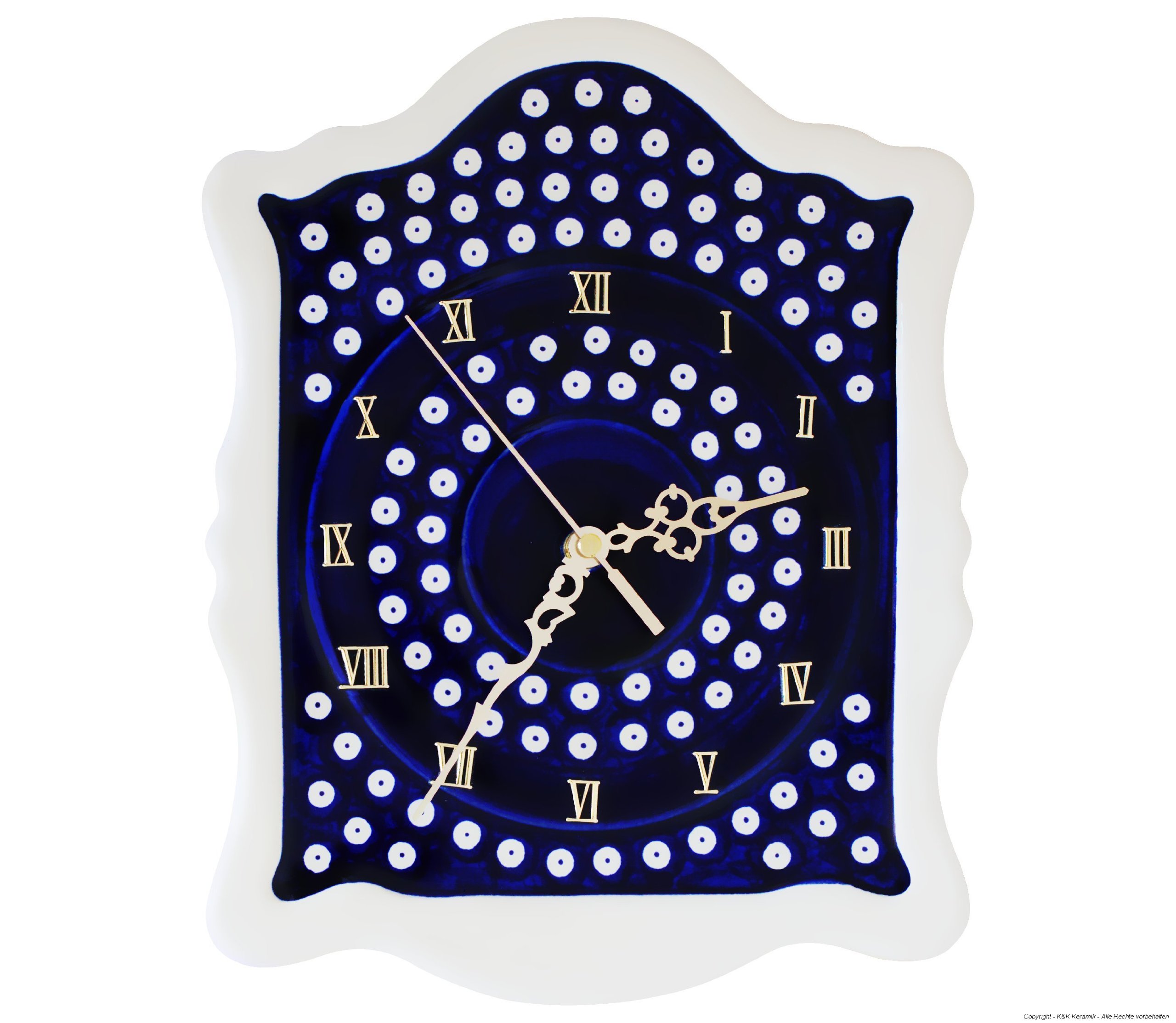 Boleslawiec Pottery Wall Clock, Original Bunzlauer Keramik, Decor 42