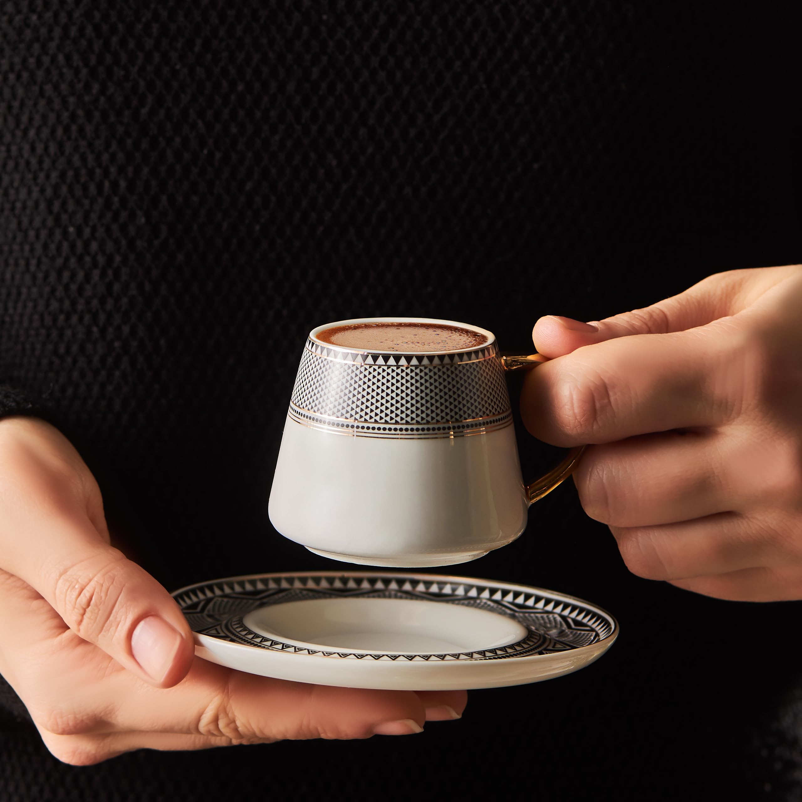 Karaca Globe Tasses à café turque pour 6 personnes, Service à Café Porcelaine, Tasses à Thé, Expresso, Latte Classique, Türk Kahve Fincanı, Café Turc