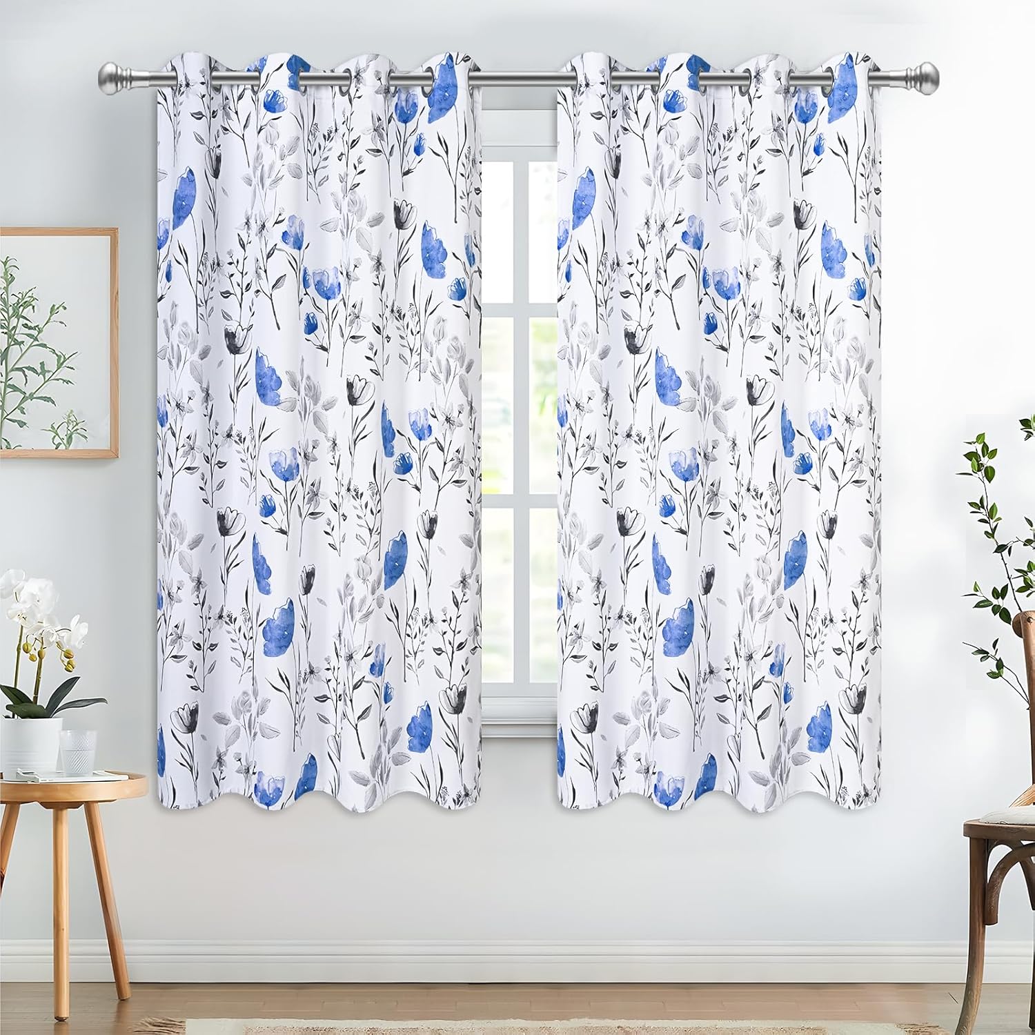 Amazon.com: Floral Curtains Watercolor Flower Leaves Window Curtains ...