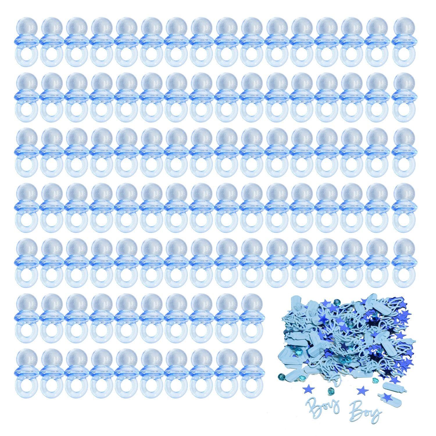 RNFKSU 100 Pieces Of Mini Desktop Decoration And 100 Pieces Of Confetti Decoration, Baptism Party Supplies, Gender Reveal Props, Suitable For Baptism, Baby Party, Wedding (Blue, Boy).