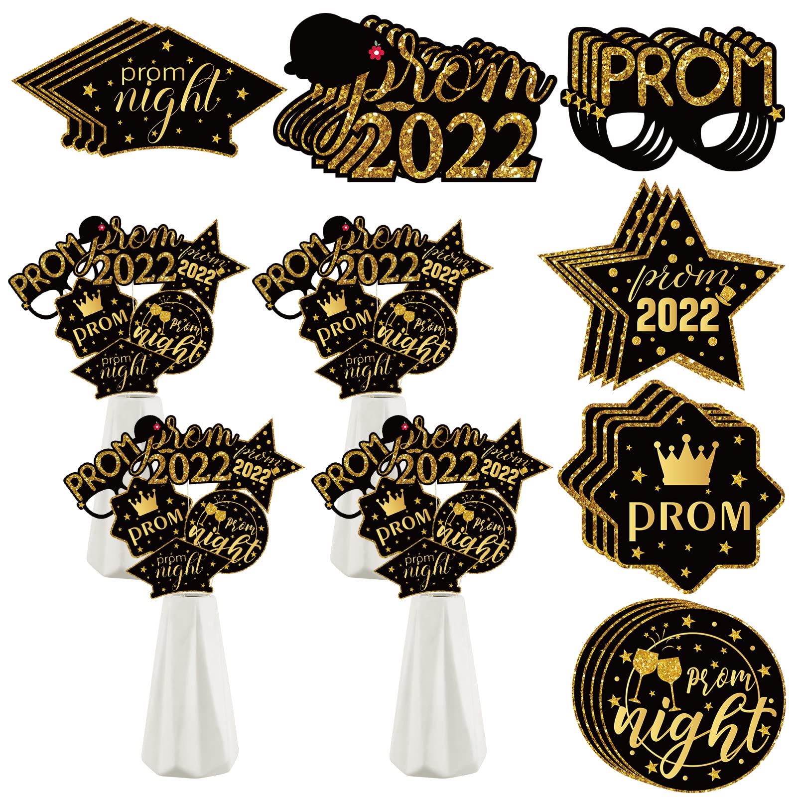 Buy 24 Packs Prom 2022 Table Toppers Glitter Centerpiece Sticks Grad