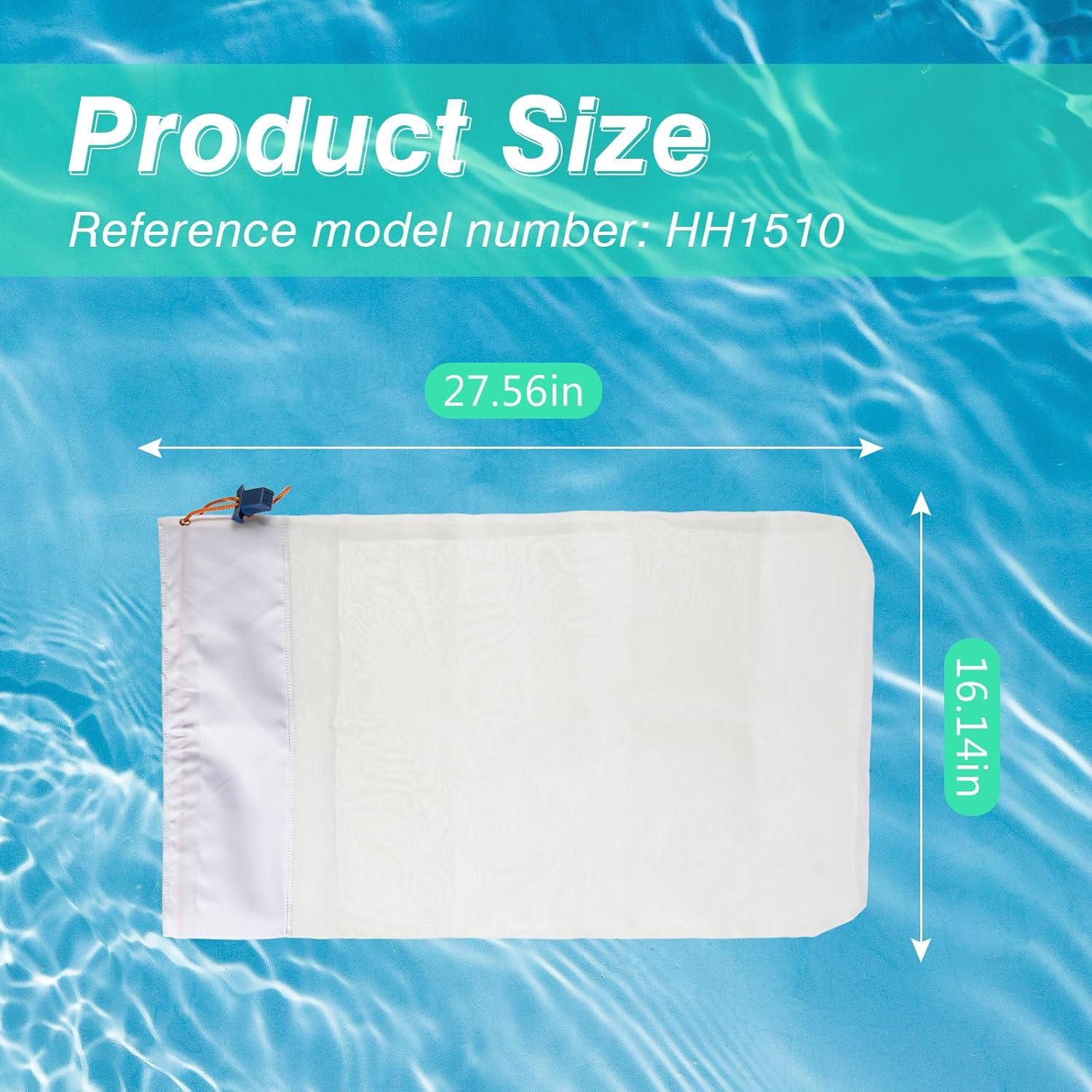 HH1510 Ultra Fine Debris Bag Replacement for Hammer-Head Swimming Pool Cleaner - 75 Micron Fine Mesh Bag Cleans Leaves and Dirt for Pools and Spas