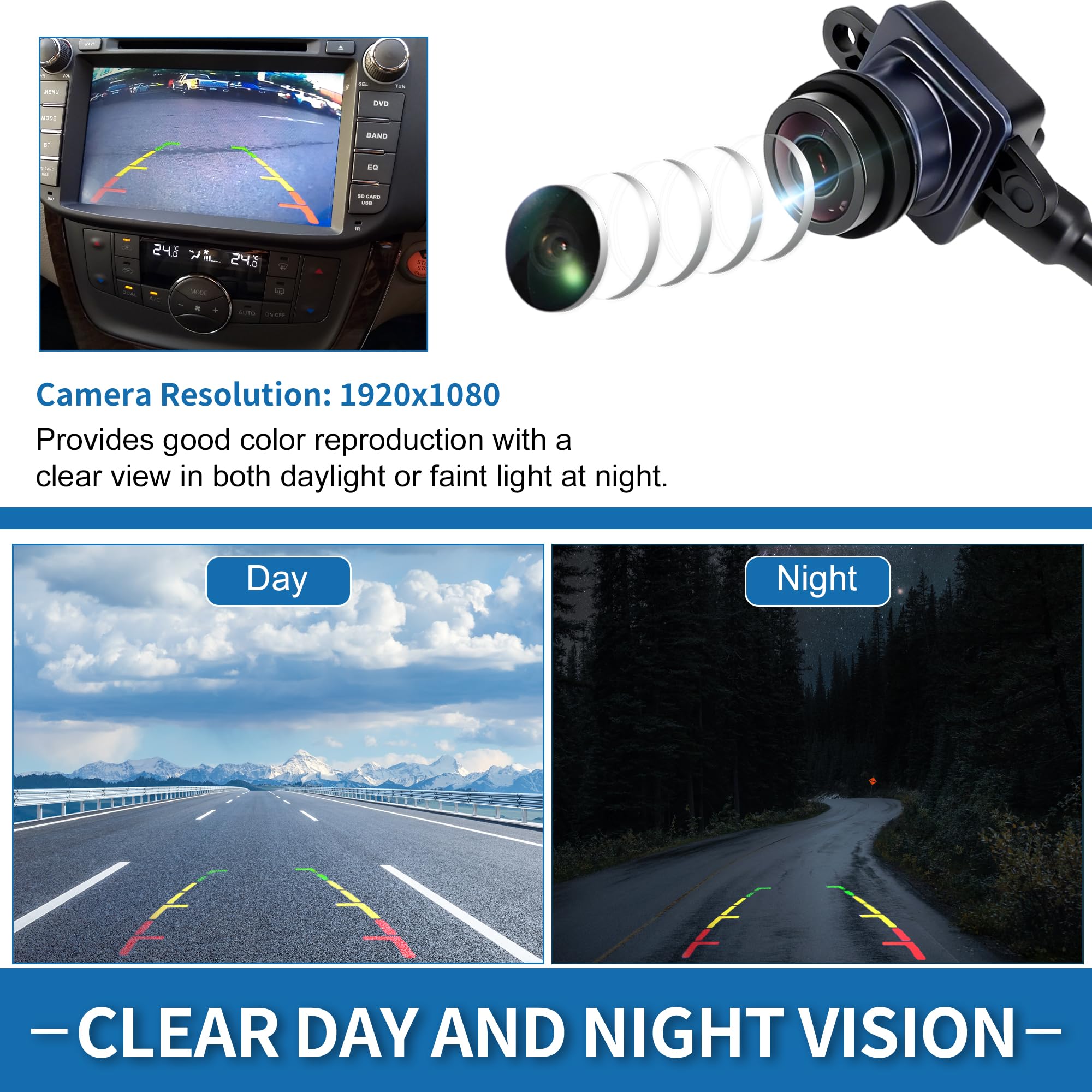A ABSOPRO Cámara de Visión Trasera para Fiat, OE 7355951810 | Cámara de Marcha Atrás, Clasificación de Impermeabilidad IP68, Ángulo de Visión 170°, Resolución de Cámara 1920x1080