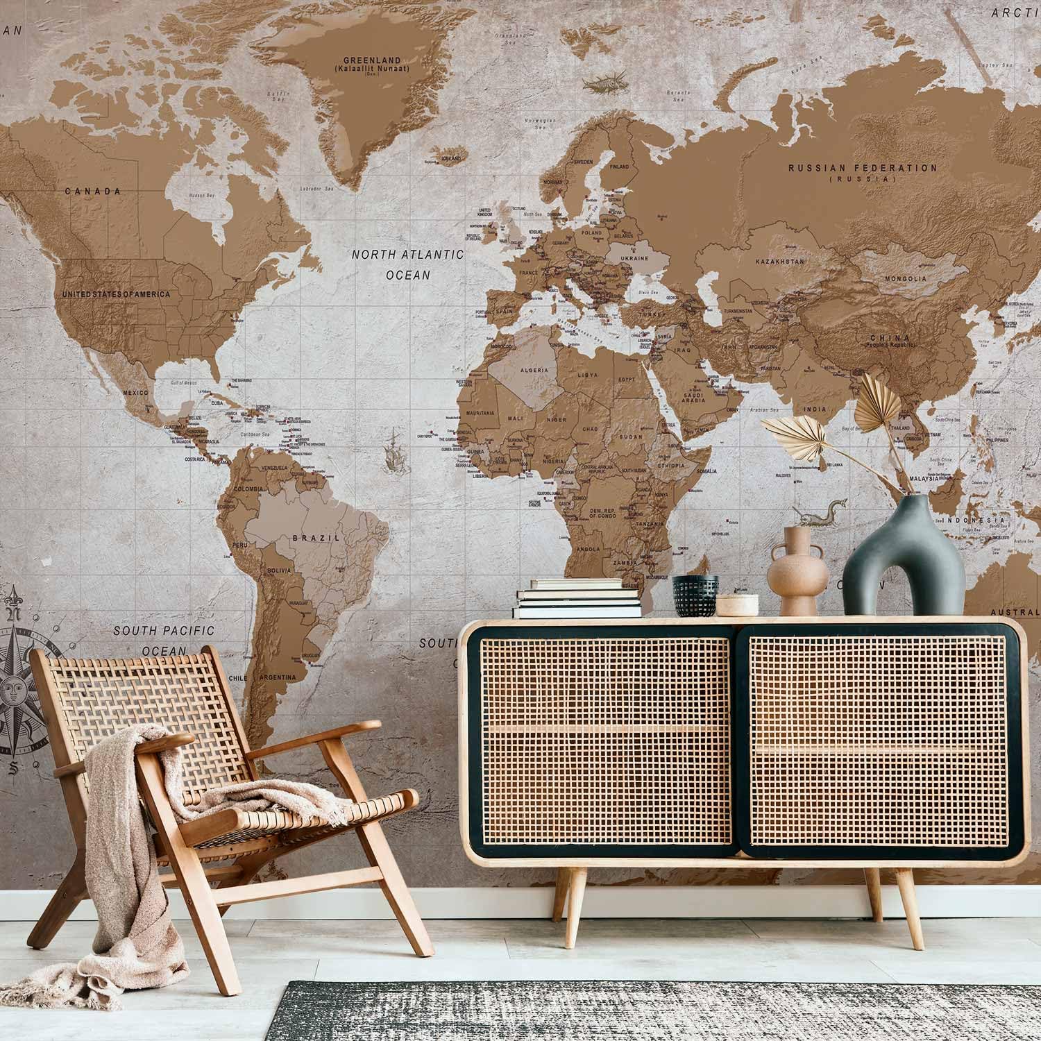 murando - Carta da parati per Soggiorno 250x175 cm TNT Carte da Parati Moderne per Camera da Letto e Cameretta - Decorazione da Muro Mappa del Mondo Continente k-A-0108-a-a