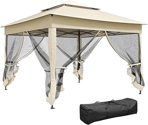 Miniatura 13 de Outsunny Toldo Emergente de 11 x 11 pies, refugio de glorieta para patio al aire libre con red de cremallera extraíble, carpa instantánea para