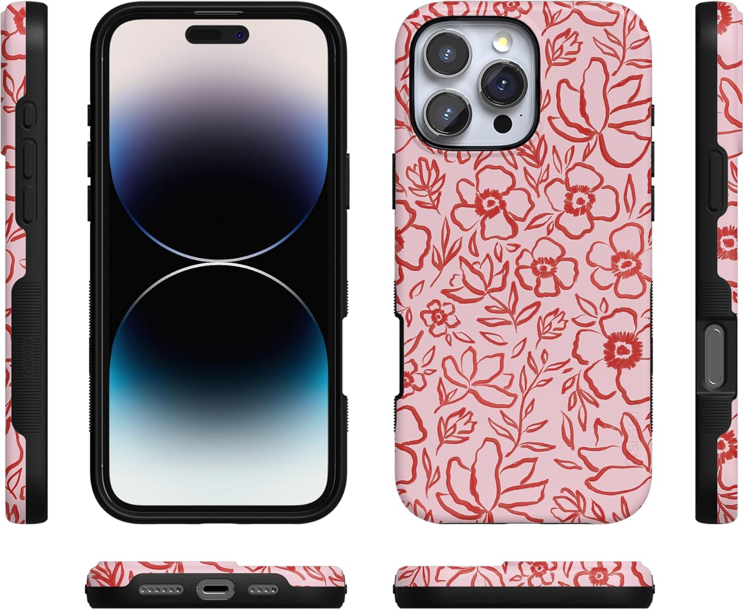 Casely iPhone 16 Pro Max Case | Blush Garden | Floral Doodle | Bold Protective Design | Compatible with MagSafe