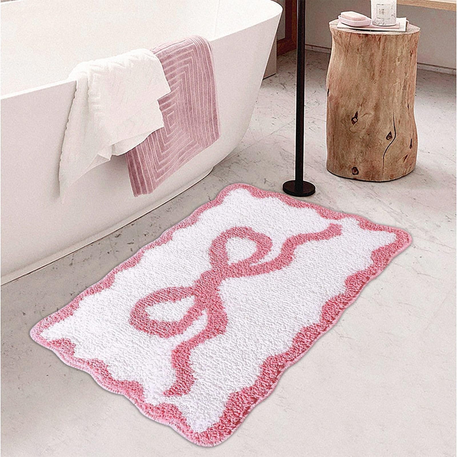 Tappeto Da Bagno Con Fiocco Rosa Coquette – Morbido E Assorbente, Antiscivolo, Lavabile In Lavatrice, 50x81 Cm, Per Bagno E Camera Da Letto