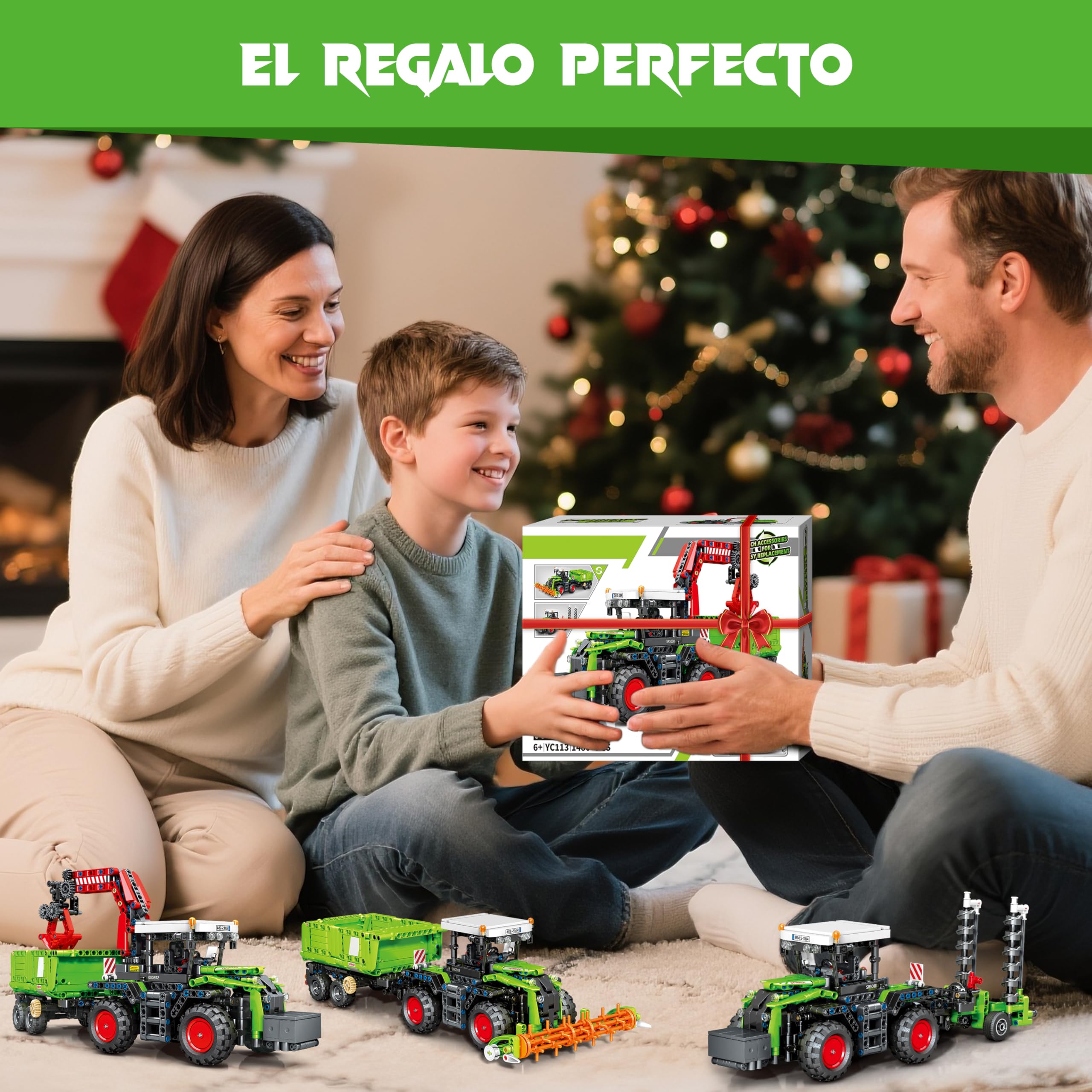 Charmofun 3 en 1 Technic Tractor Cosechadora, Juguetes de Bloques de Construcción para niños a Partir de 12 años, Vehículos Agrícolas Cosechadora Tractor, Regalo para Niños y Niñas