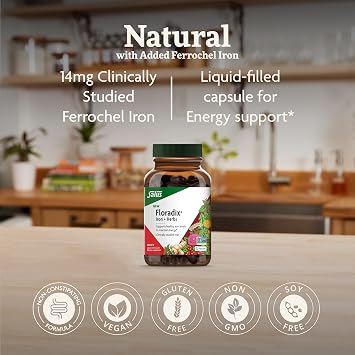 Floradix Iron + Herbs - Iron Supplement for Healthy Energy Support* & Gaia Herbs Pro Vitex Reproductive Formula - Bundle (Pack of 2)