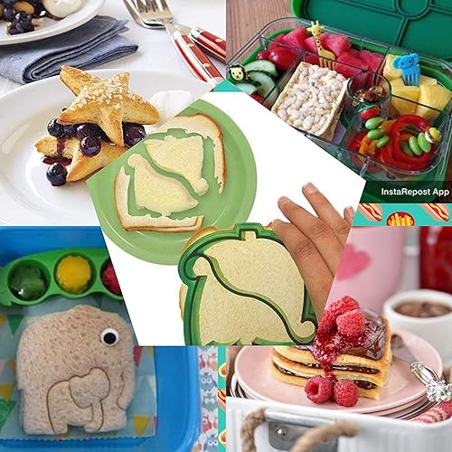 Miniatura 5 de 31 cortadores de sándwich para el almuerzo de los niños, convierte verduras, frutas, queso, pan, pasteles, galletas y sin crustables en comida