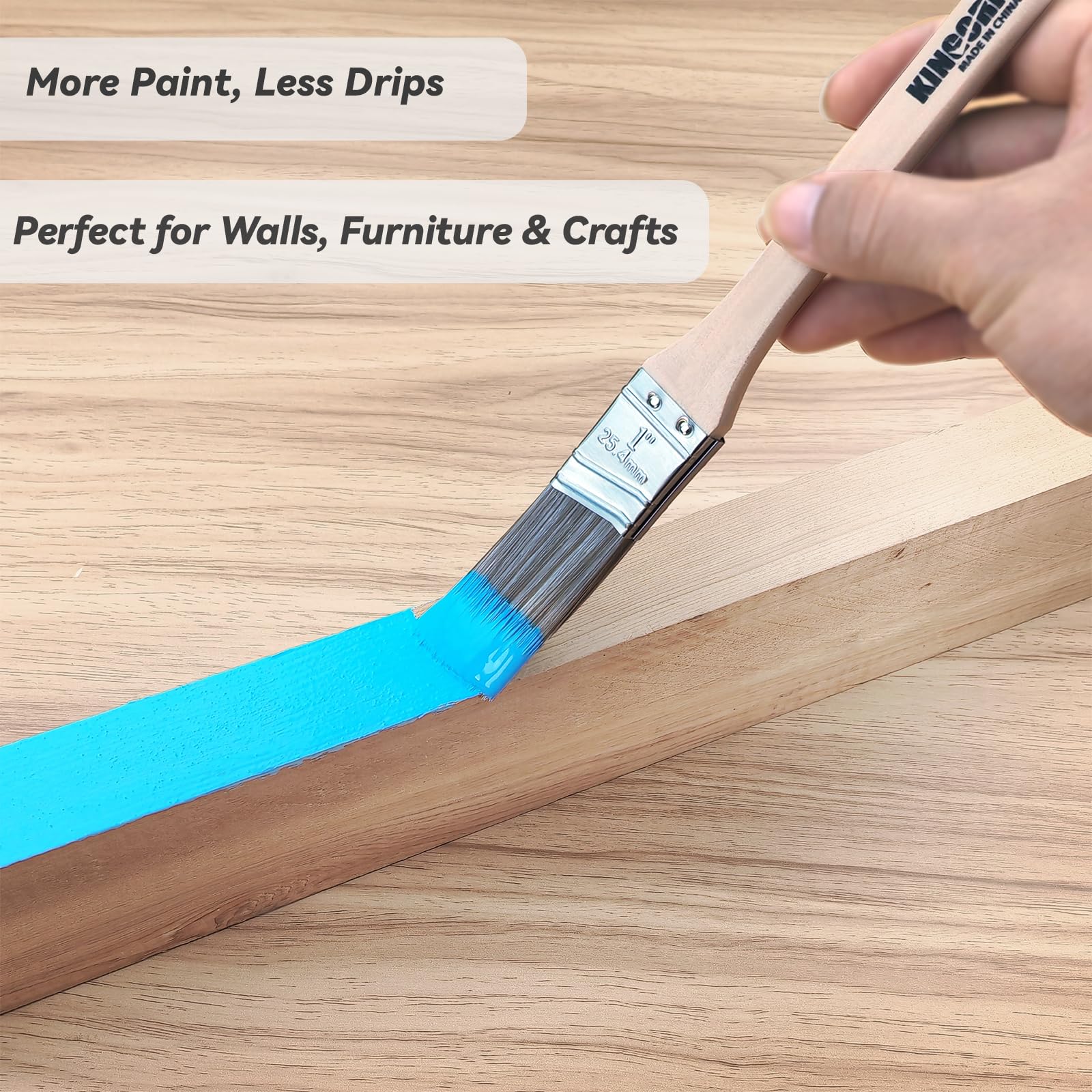 Juego de 10 pinceles de pintura con mango de madera, juego de pinceles de pintura de pared y decoración de casa, manchas, mejora interior y exterior del hogar
