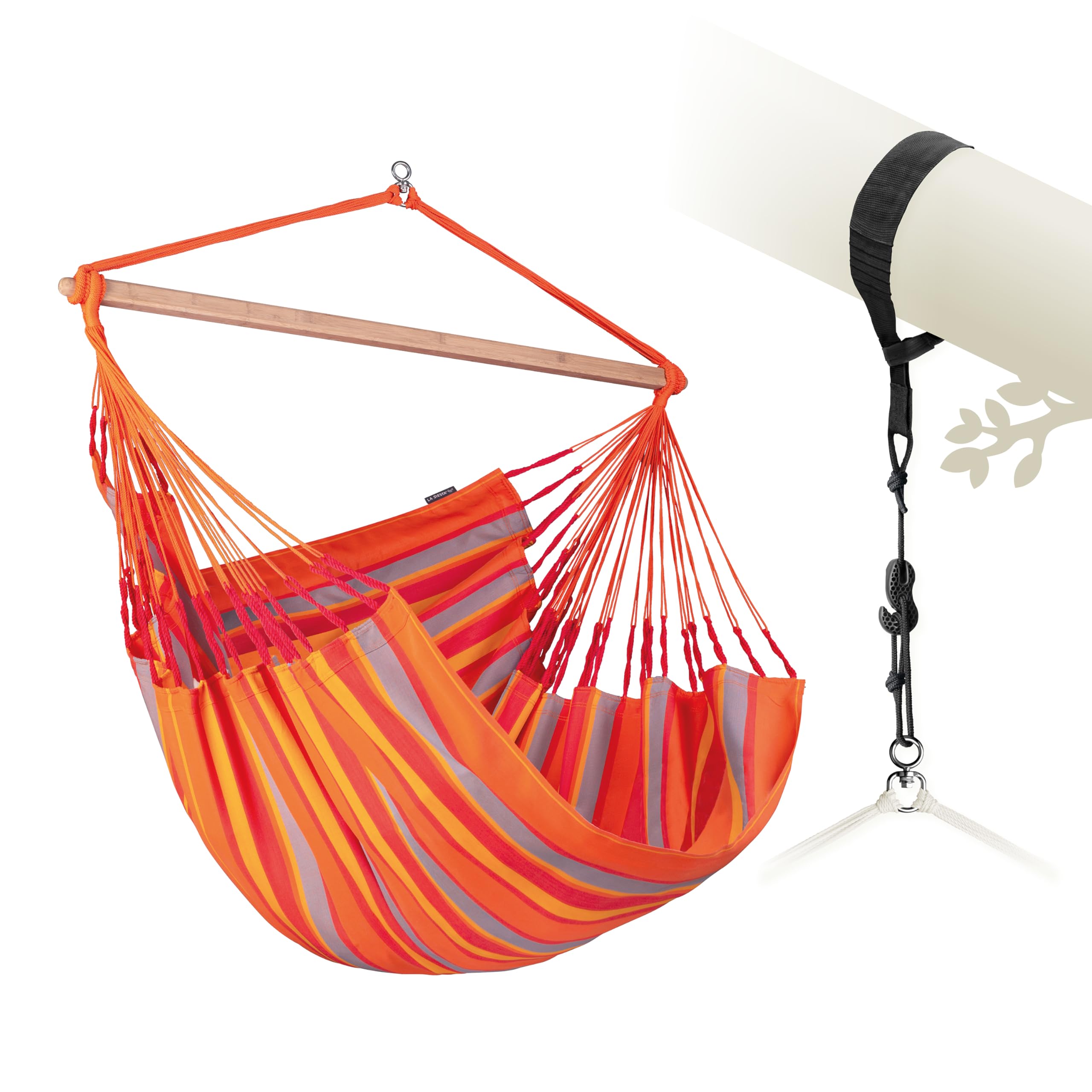 LA SIESTA® XL King Domingo Hammock Chair Swing &amp; Tree Mount Kit - Suspension Kit for Trees Beams Posts - Weatherproof, Outdoor Indoor Hammock Swing - Hanging Chair for Bedroom Patio - Toucan