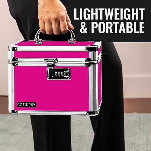Miniatura 7 de Caja de seguridad Vaultz con combinación, 7.25 x 10 x 7.75 pulgadas, caja fuerte para dinero, documentos y medicamentos, color rosa
