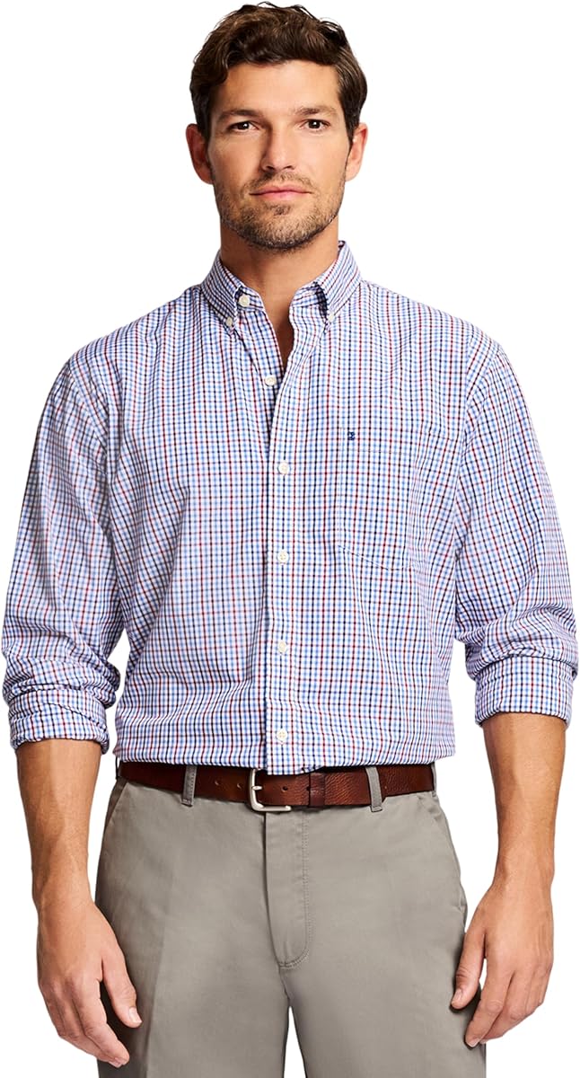 Men's Performance Comfort Long Sleeve Plaid Button Down