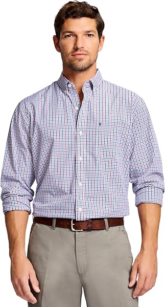 IZOD Mens Long Sleeve Performance Comfort Plaid Shirt