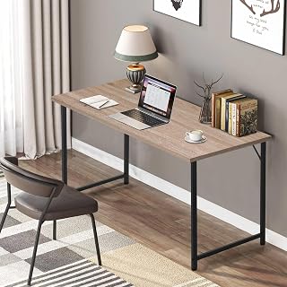 Bigacc 47 Inch Computer Desk Modern Gaming Desk for Home Office, Large PC Gaming Table for Teen, Student Art Modren Simple Style Computer Desk, Wood and Metal Desk Workstati, Nature