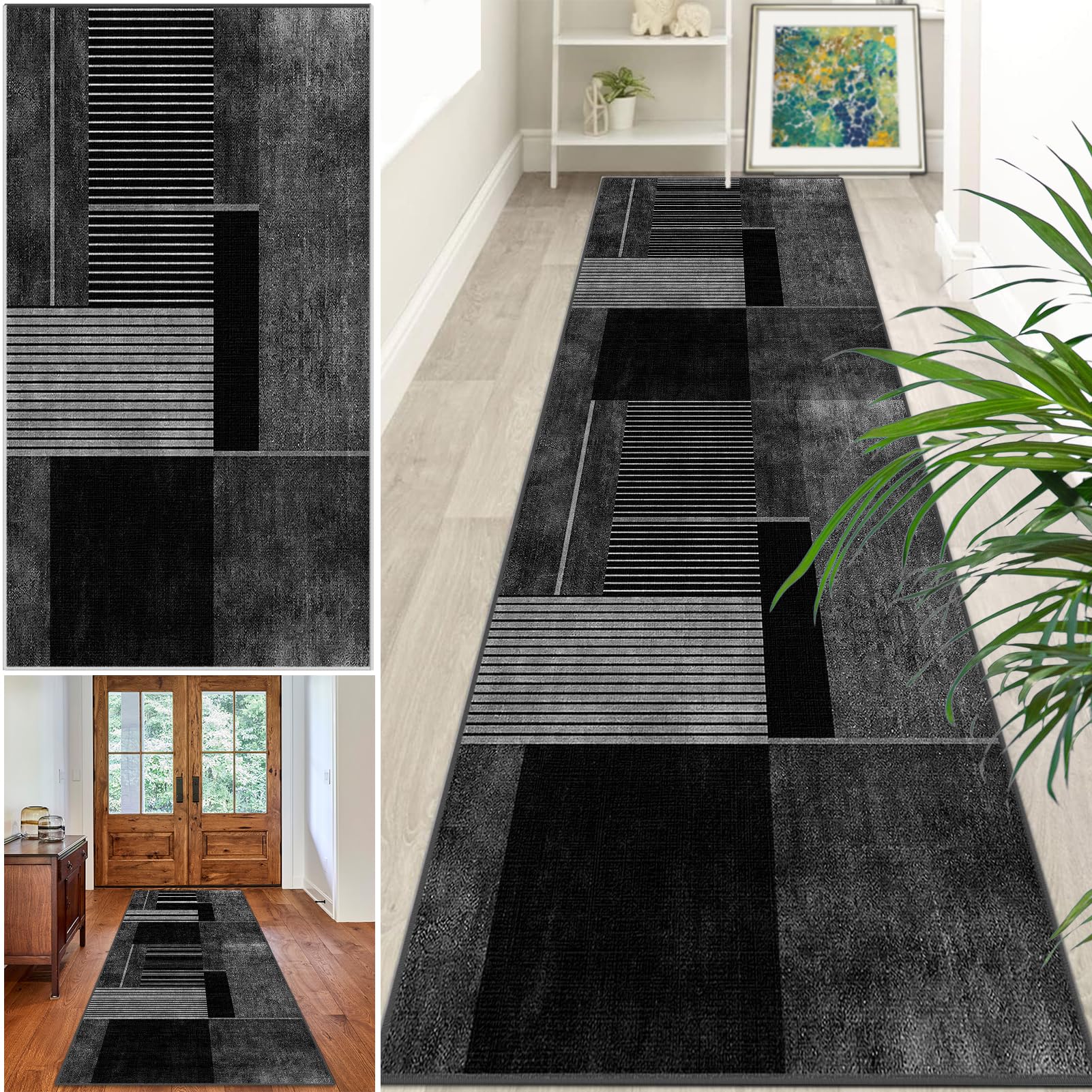 Extra Long Runner Rugs for Hallway Non Slip Carpet Absorbent Runner Rug 120 x 400 cm Carpet Runners for Kitchen Hallway Runner Kitchen Rug Entrance Large Machine Washable Door Mat Stair Runner Rug