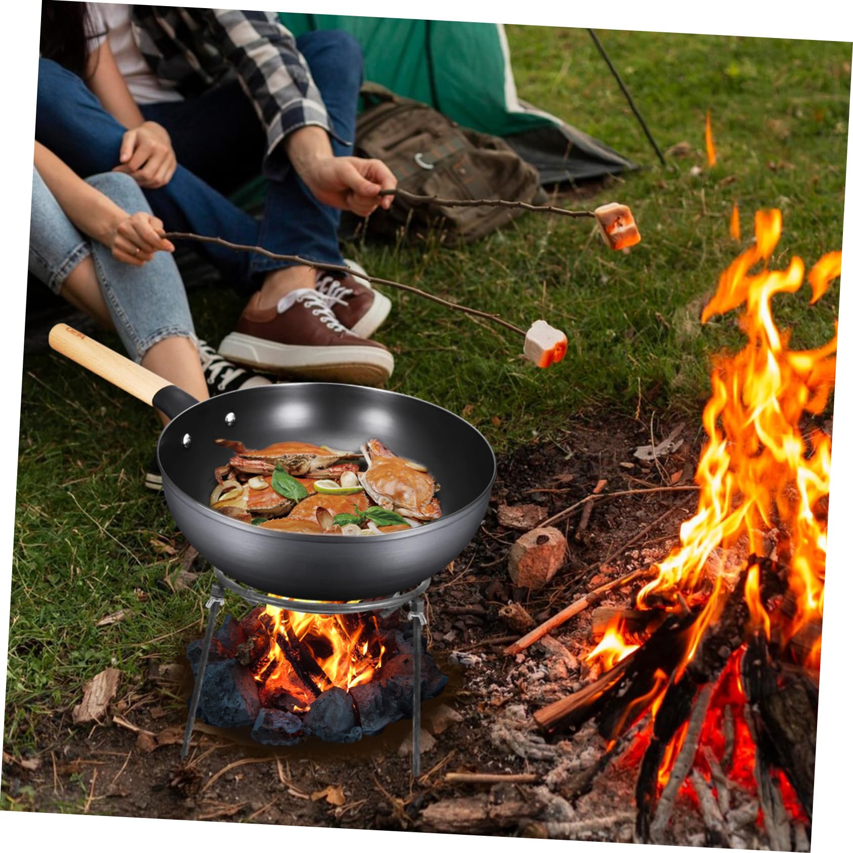 TOYANDONA Barbecue Pour Support De Cuisson Extérieur Trépied Pour Réchaud Adapté Pour Camping Et Pique- Équipement De Cuisson Polyvalent