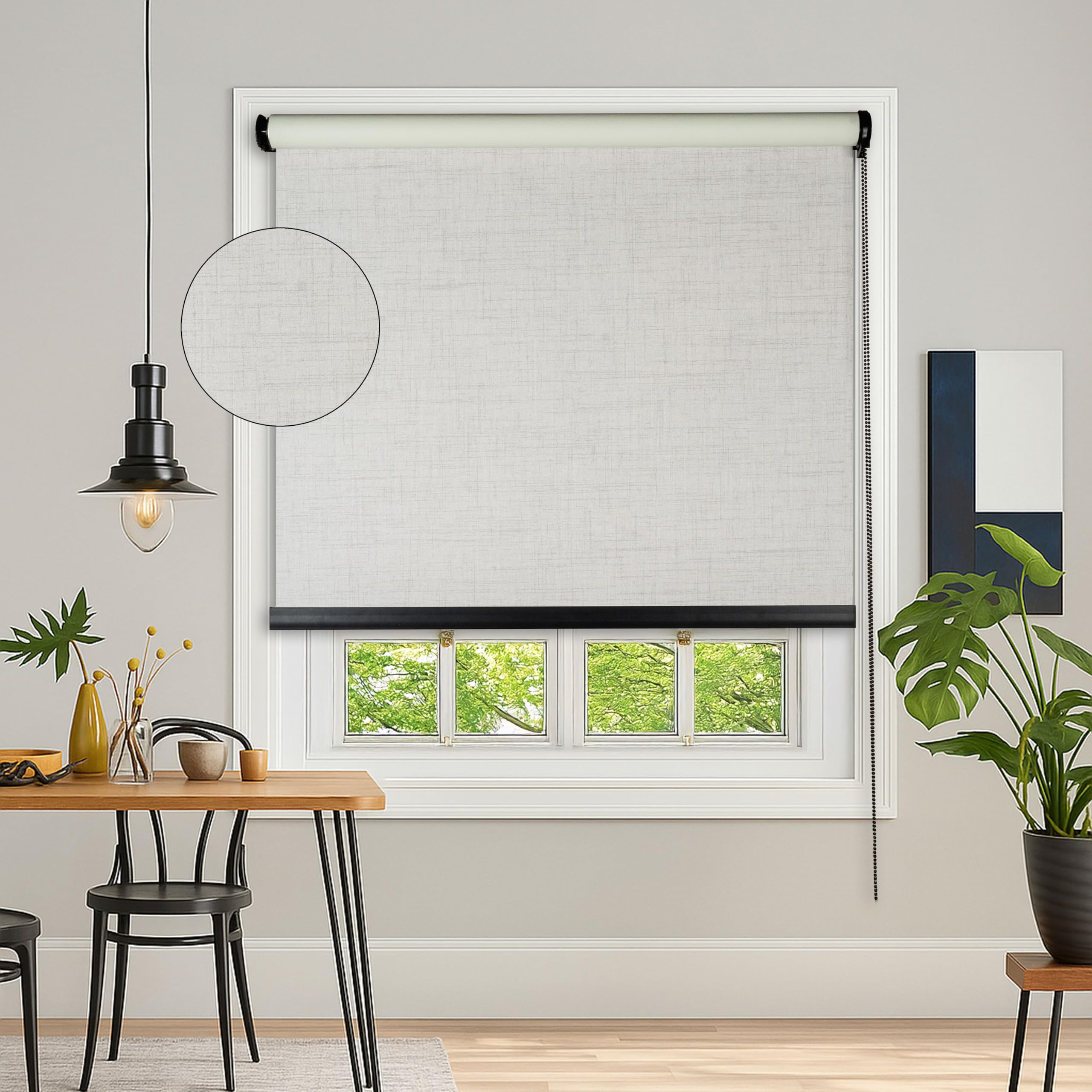 100% Blackout Premium Roller Blinds for Windows 18 Inch W X 84 Inch L| Textured Linen Fabric | Thermal Insulated Roll-Up Shades | UV Sun Protection for Home & Office | Heavy Duty | Ivory