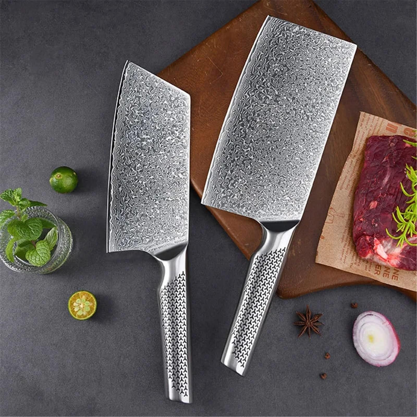 Coltello da cuoco in acciaio damasco, coltello da cuoco professionale da cucina, affilato, for affettare le verdure, utensili da cucina(AB)