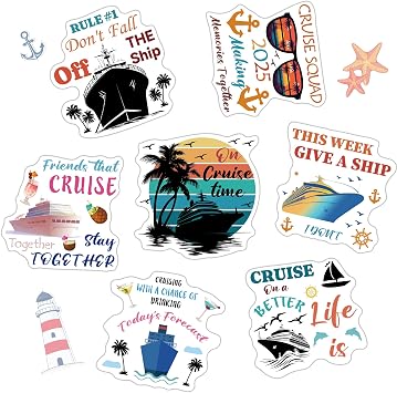 7 Pcs Cruise Door Decorations Magnetic - Sea Navigation Cruise Ship Door Decorations Funny Cruise Ship Door Magnets Holiday Party Sticker Decorations for Ship Carnival Cabin Refrigerator Decor 7.9 in
