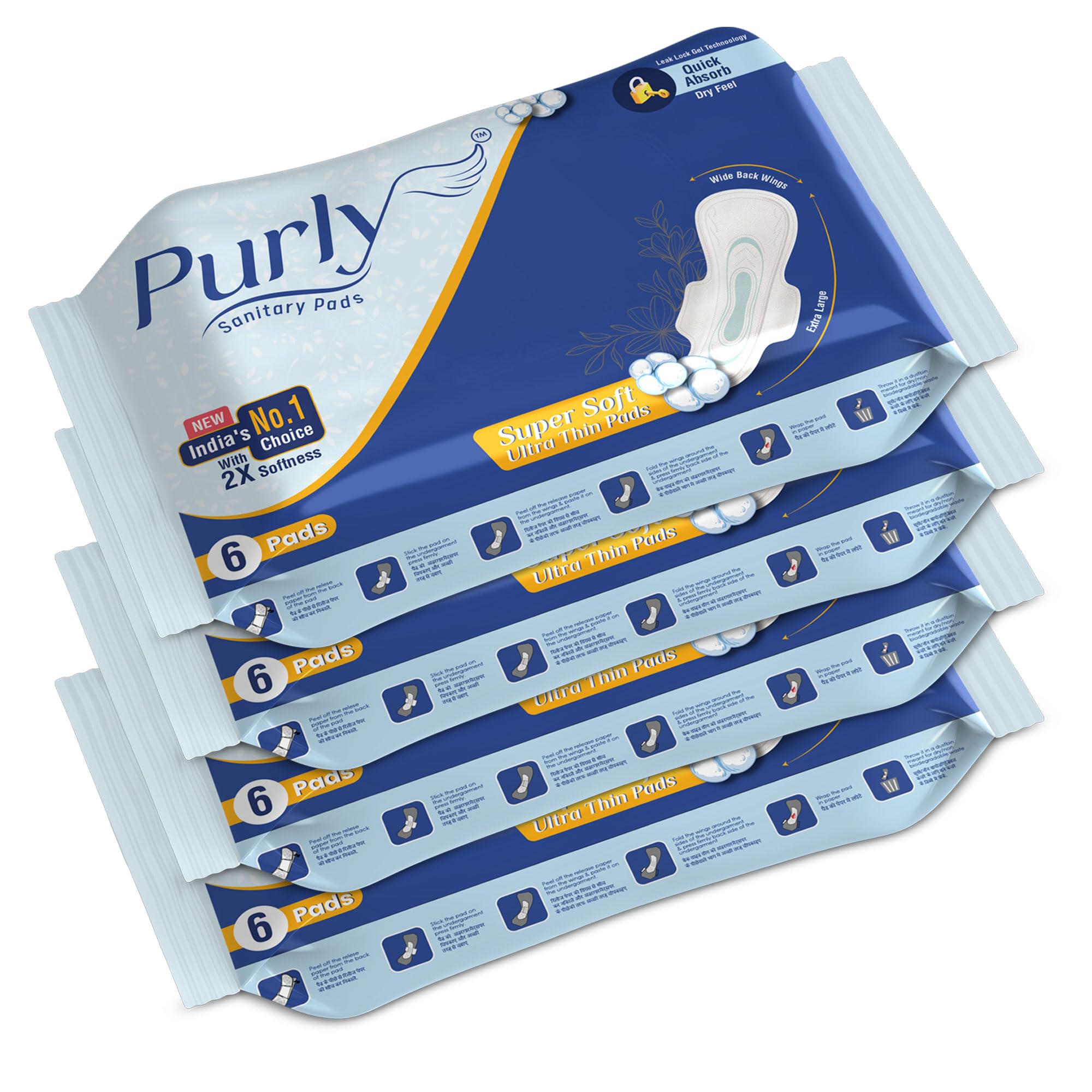 Purly Cottony Soft Sanitary Pads for Women with Hygiene & Comfort 24 Pads| Ultimate Protection & Comfort, Locks Odour & wetness| Superior Dry feel With LeakLock Technology| 290mm XXL(Pack of 4) (B0D9882VHY) Amazon Price History, Amazon Price Tracker
