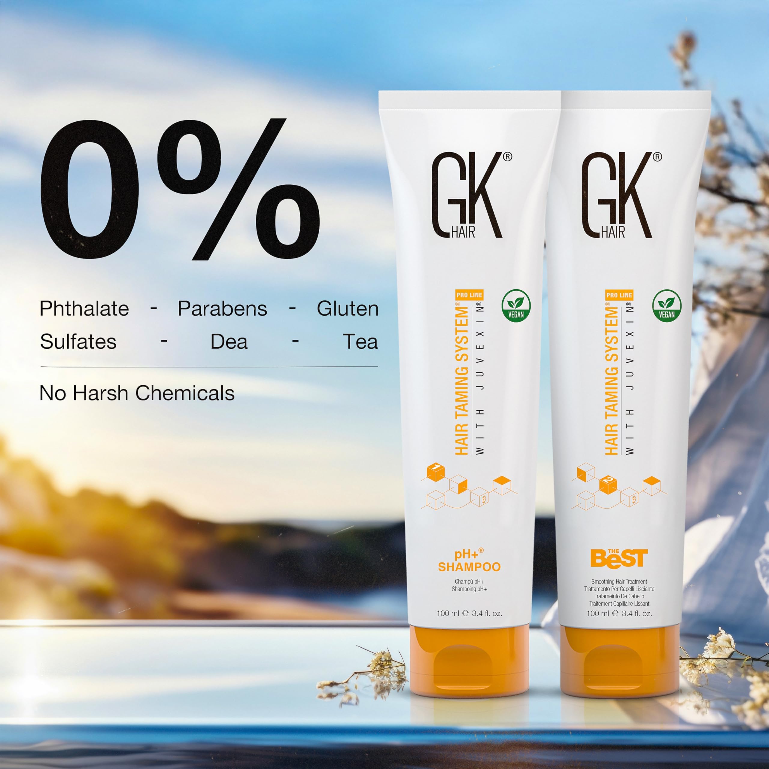 GK HAIR The Best 100 ml Trattamento lisciante alla cheratina per capelli con shampoo purificante pH+ 100 ml | Il miglior trattamento lisciante e rinforzante per capelli sani - Tutti i tipi di capelli