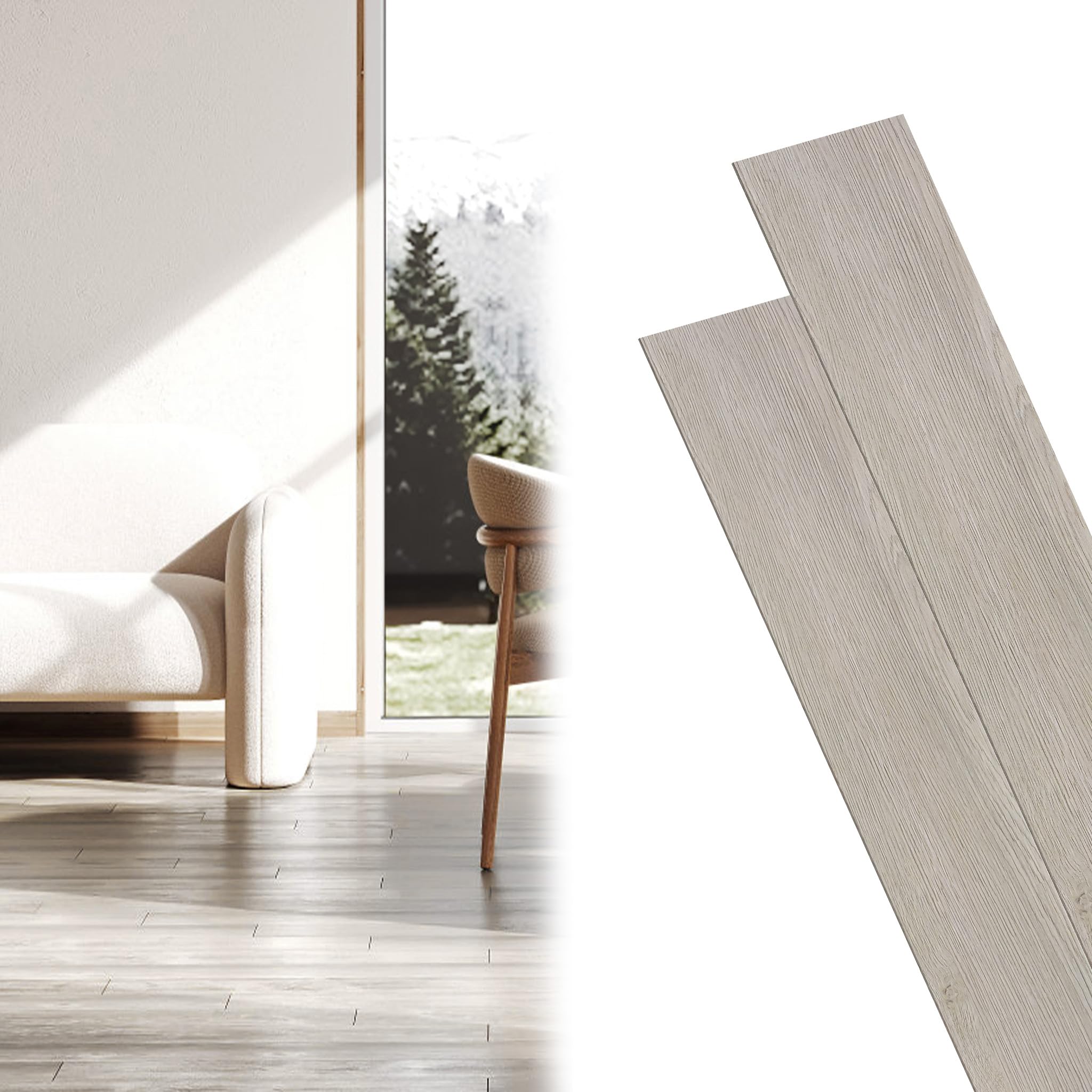 Yunvin Self Adhesive Vinyl Flooring Planks 36pcs 5m² Peel and Stick Floor Tiles Natural Wood Effect Non-slip Waterproof for Bathroom Kitchen Living Room, 1817-10