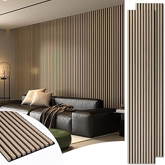 Art3d 2-Pack 108" x 12" Acoustic Wood Panels for Wall, Soundproof Wood Slat Panel for Wall and Ceiling, 3D Fluted Sound Absorbing Paneling for Interior Wall Decor, Living Room, Bedroom - Peach