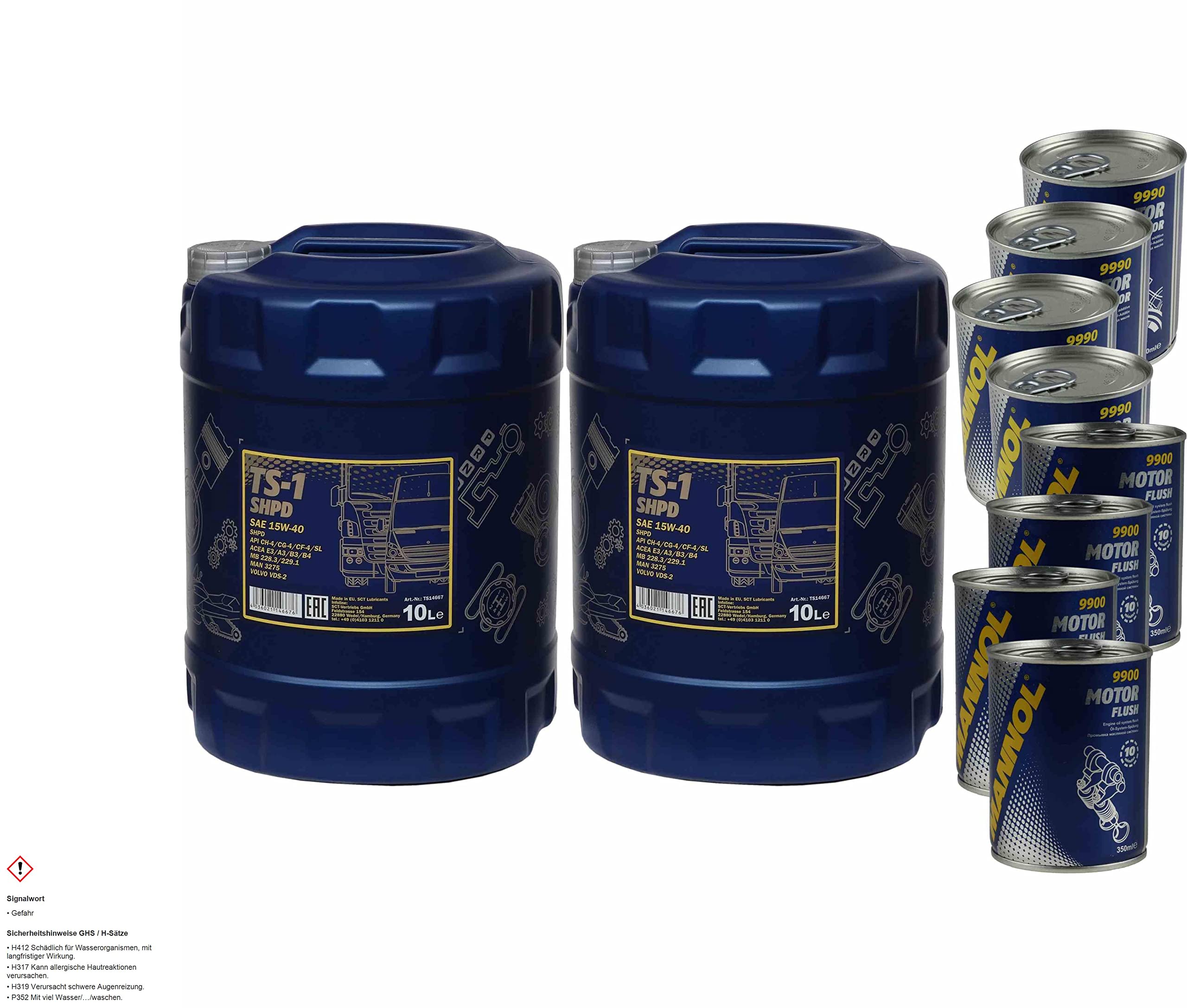 Huile moteur MANNOL TS-1 SHPD 15W-40 4 x moteur Doctor + flux moteur 20 l