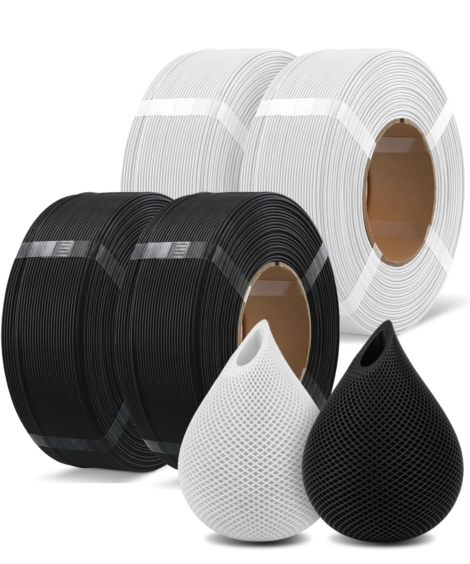 OVERTURE PLA Refill Filament 1,75 mm 4kg Set | Refill Schwarz*2 + Weiß*2