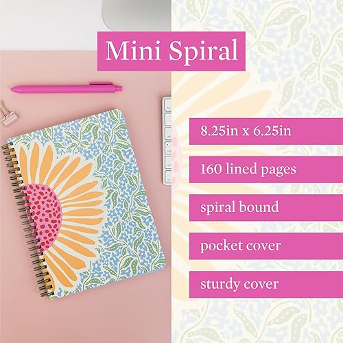 Miniatura 2 de Steel Mill & Co - Cuaderno pequeño en espiral, diario de 8.25 x 6.25 pulgadas con tapa dura duradera y 160 páginas rayadas (girasol)