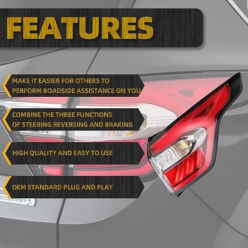 Miniatura 10 de Dasbecan Conjunto de luz trasera izquierda del lado del conductor con bombilla compatible con Ford Escape Kuga 2017 2018 2019 lámpara trasera de