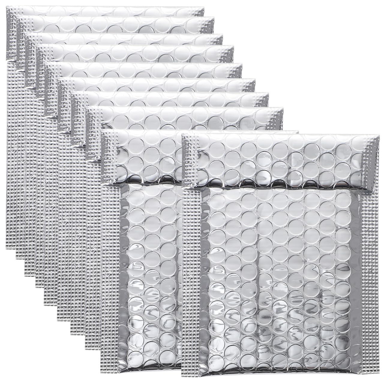 100 Stück Selbstklebende Gepolsterte Versandtaschen aus Silberner Aluminiumfolie Stoßfest Reißfest Sichere Luftpolster versandumschläge für Schutz von Elektronik und Empfindlichen